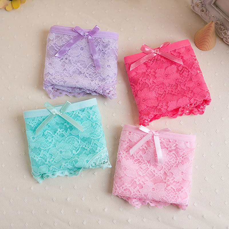 DF CD098 CD Brukat Women Bunga Panties Wanita Celana Pakaian Sexy Polos Lace Flower