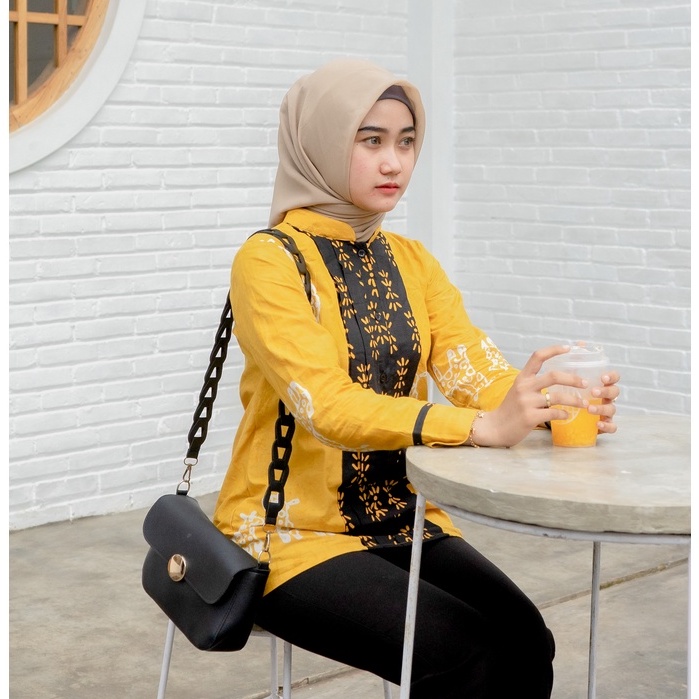 Baju Batik Wanita Modern Atasan Blouse Batik Kerja Kantor Wanita Amarilis