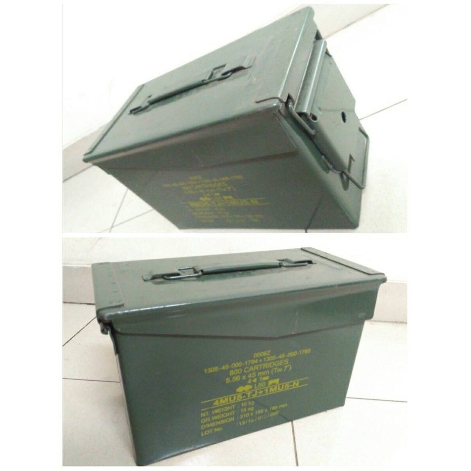 Box Pindad Tool Army Kotak TNI Peluru Besi 30 x 15 x 19 cm Box / Kotak Besi Bekas Peluru Pindad Serb