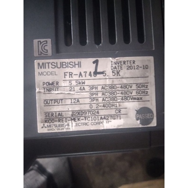 INVERTER MITSUBISHI Model-FR-A7A7485-Serial-J2XD97042 7HP