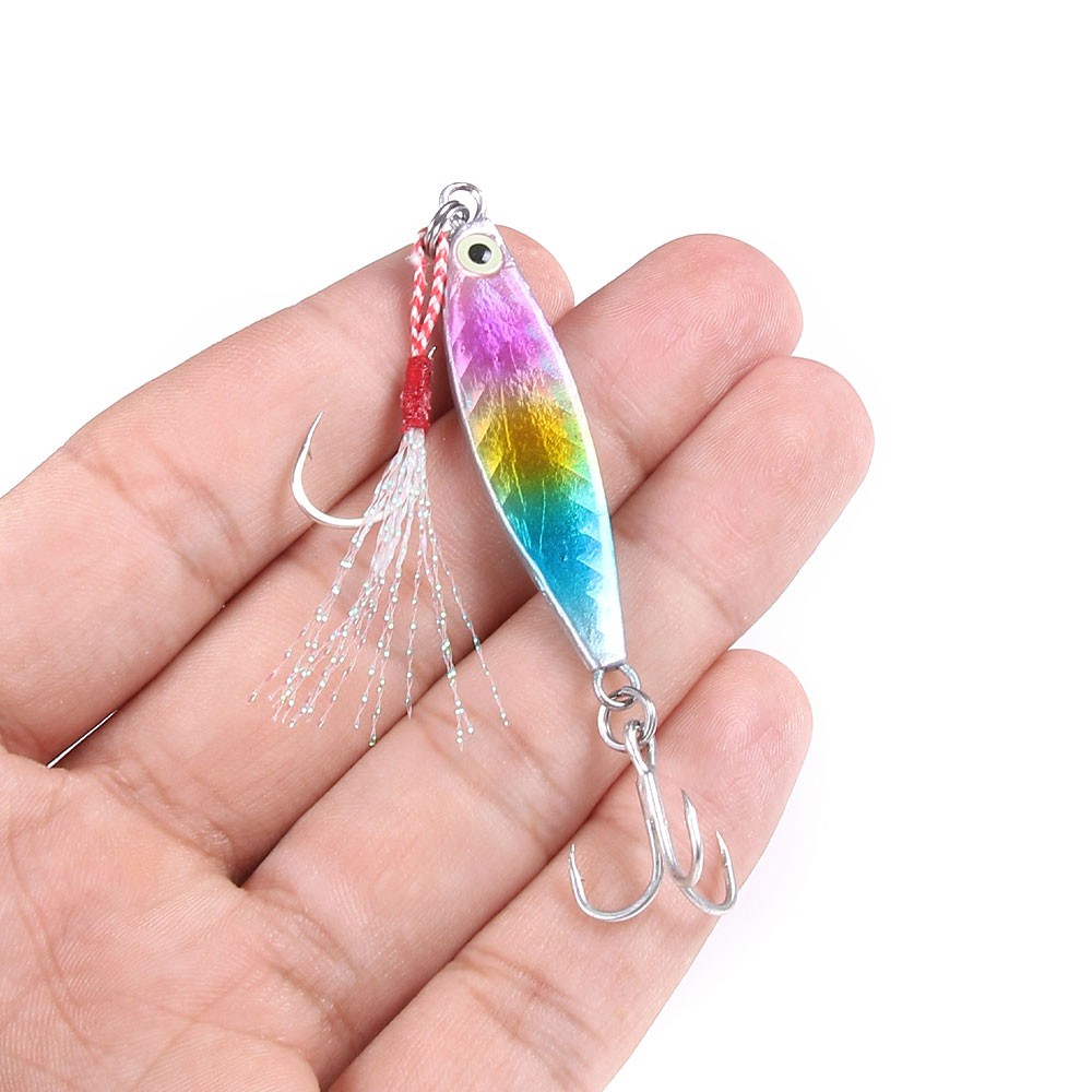 HENGJIA New 1pcs Metal Jig Umpan Pancing Swimbait 7g/10g/15g/20g Laser Fishing Lure Alat Pancing Bait Ikan Kail Tackle