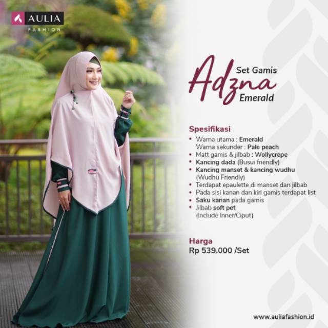 Set Gamis Adzna Emerald by Aulia Fashion