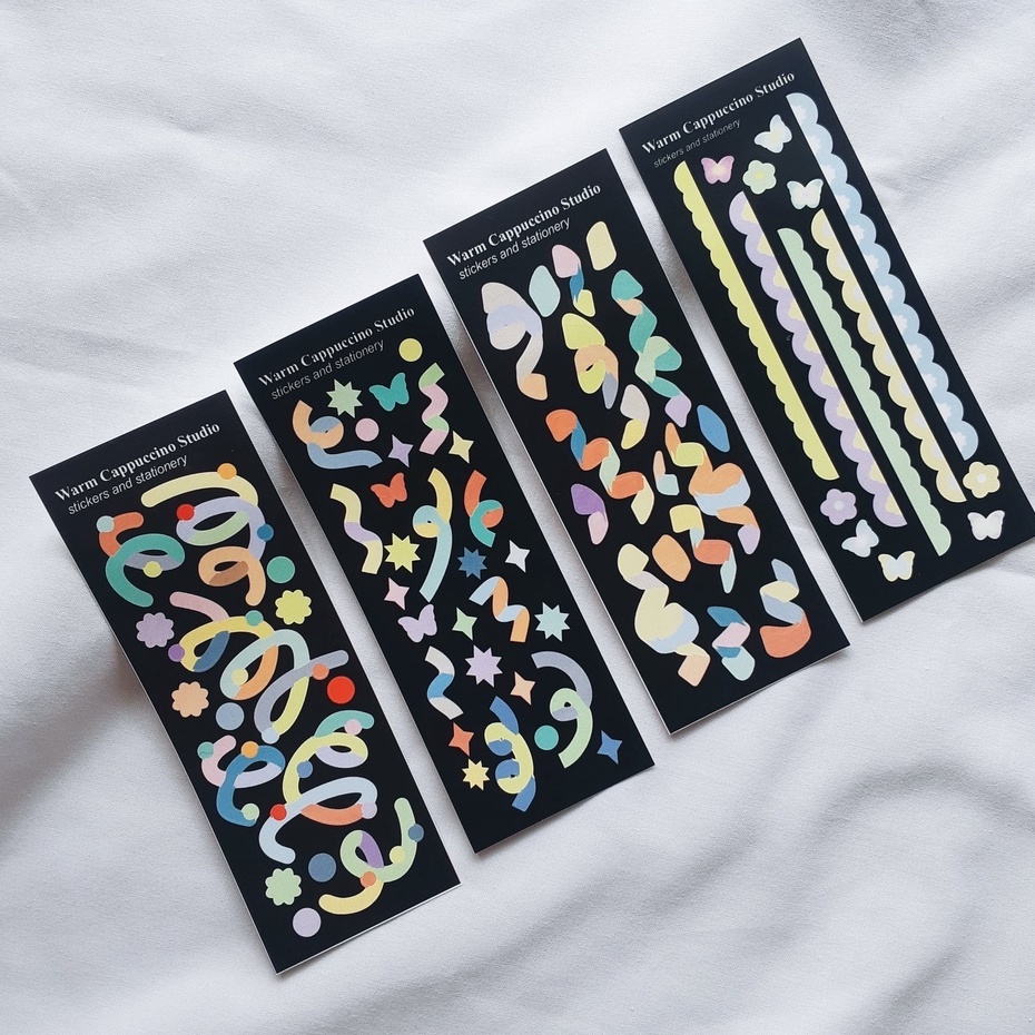 

[Warm Cappuccino] Sticker Deco Black Edition ( Ribbon Confetti Toploader Polcos Polaroid)