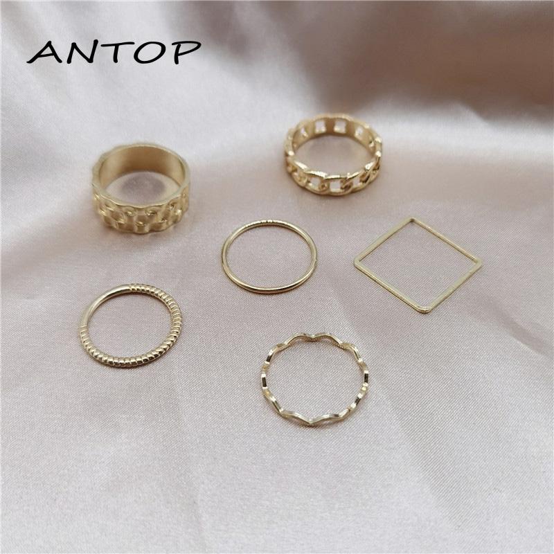 4pcs / Set Cincin Buku Jari Aneka Bentuk Gaya Retro Untuk Wanita