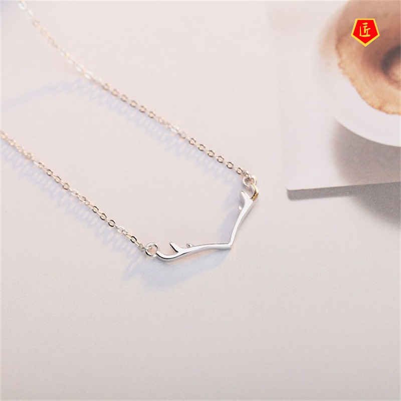 [Ready Stock]Simple Silver Elk Necklace Korean Style Fashion Special-Interest