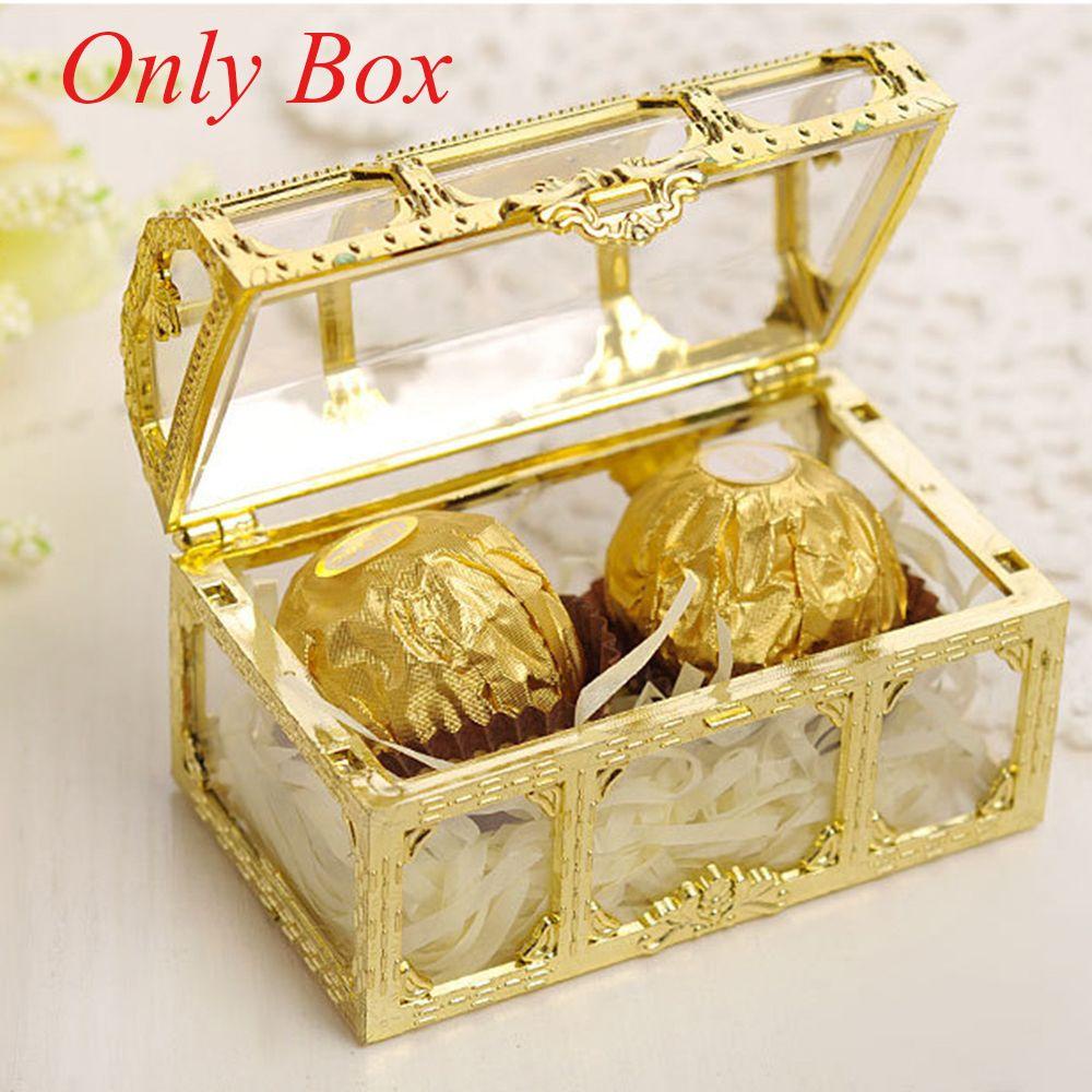 Solighter Treasure Chest Retro Plastik Transparan Souvenir Crystal Permata Candy Box