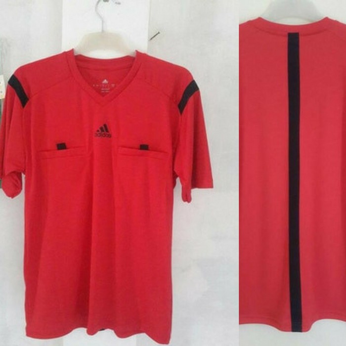 Baju Wasit Sepakbola Adidas MERAH / Kaos Referee Futsal Adidas Termurah / Perlengkapan Wasit