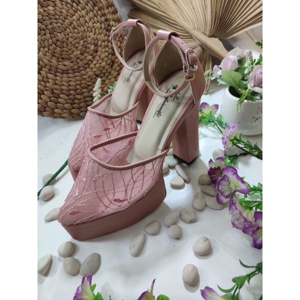 sepatu rafaizoutfit Lidya dusty pink tinggi 12cm