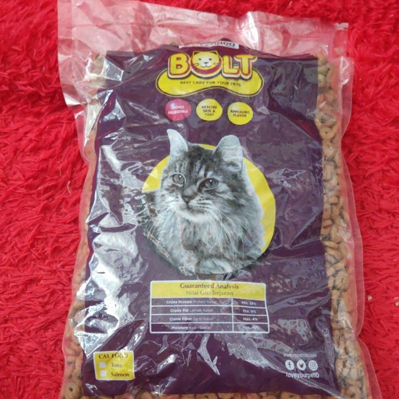 pakan kucing bolt 1kg Donat & ikan