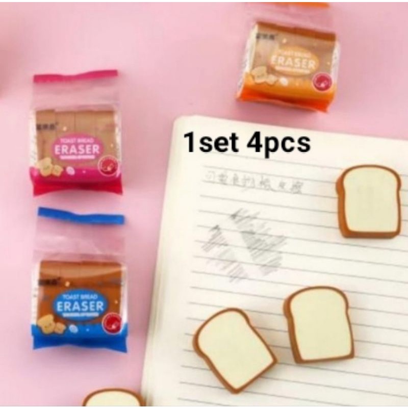 

Penghapus Lucu Bentuk Roti Penghapus Roti Setip Pensil Unik 1 Set 4Pcs
