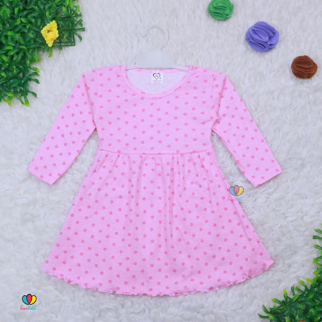 Dress Azizah 4-5 Tahun / Dres Anak Lengan Panjang Baju Harian Perempuan Fashion Kids Motif Adem