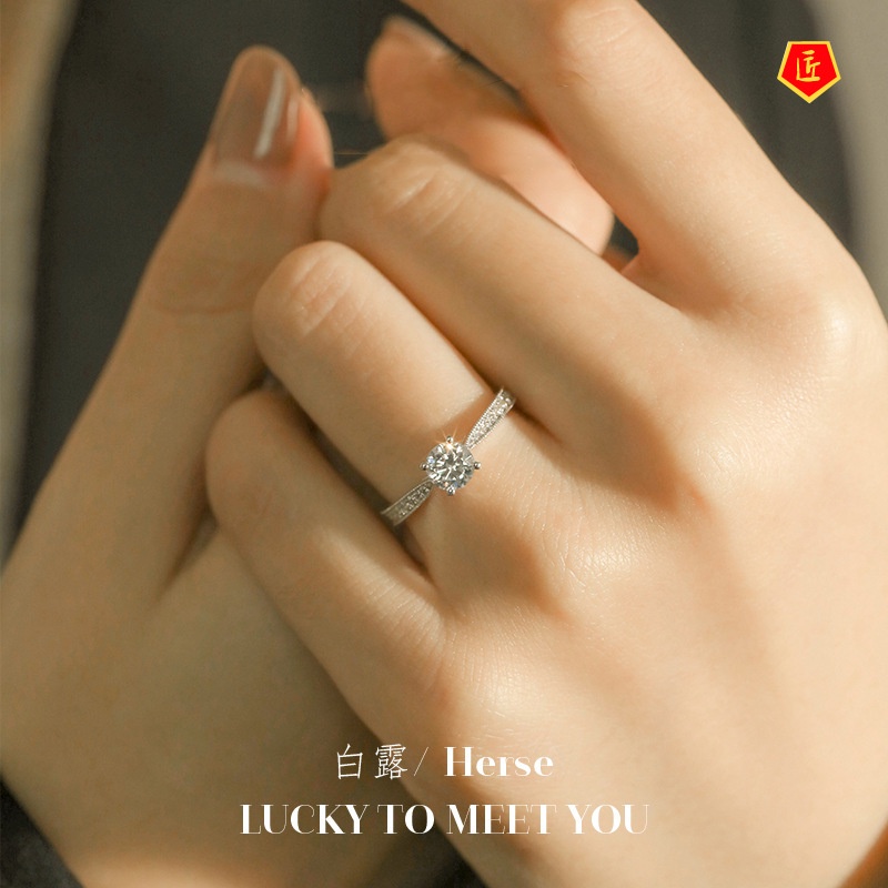 [Ready Stock]Classic Four-Claw 1 Karat Mosanite Diamond Ring