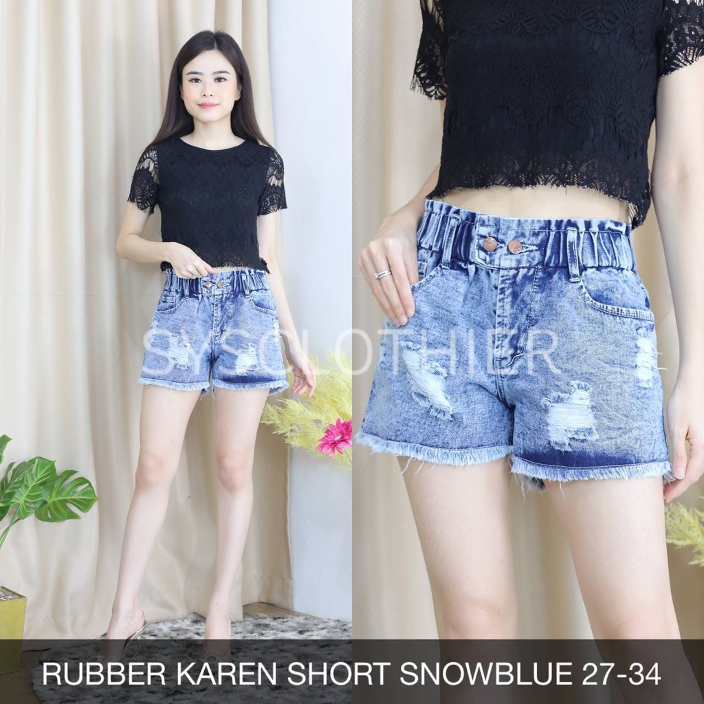 CELANA JEANS WANITA RUBBER KAREN SHORT