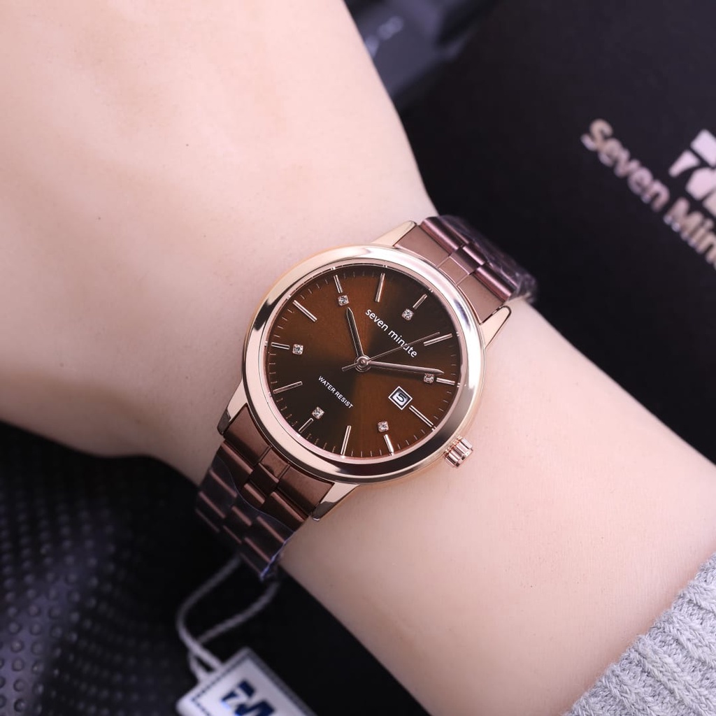 Jam Tangan Wanita Seven Minute L9951S Tali Rantai Tanggal Aktif Free Box Exlcusive &amp; Baterai