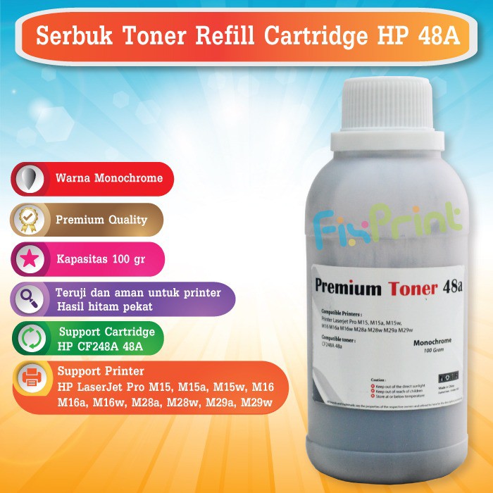 Serbuk Toner HP 48A CF248A Bubuk Refill Cartridge Printer HP Laserjet Pro M15 M15a M15w M16 M16a M16