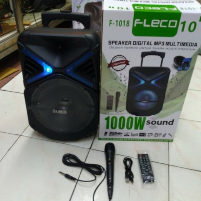 Speaker Bluetooth Fleco F-1018 + 1 Mic & Remot 10inch Power full