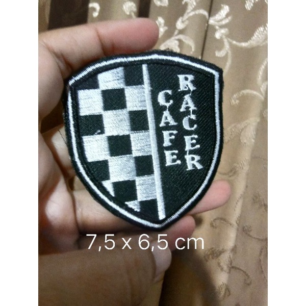 patch bordir cafe racer perisai aksesoris fashion