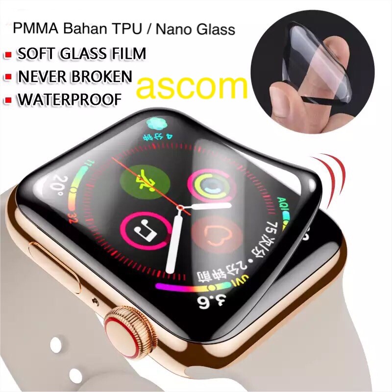 PMMA Bahan TPU iWatch 40mm | Iwatch Nano Glass Pelindung Layar 3D Smart Watch