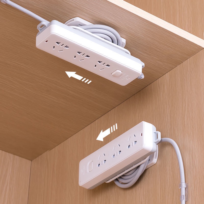 Wall Mounted Self-adhesive Punch Free Power Strip Socket Storage Hanger /Extension Cord Plug Socket Manager with Winder