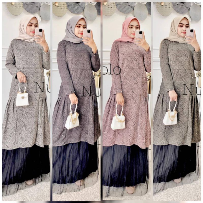 SALE LONIA SET BY NUNULOLO SET TUNIK ROK TUTU OUTFIT MUSLIMAH TERBARU