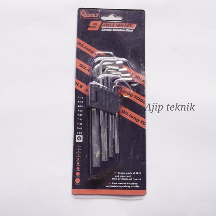 Kunci L Pendek 9pcs Biasa Murah QTOOL