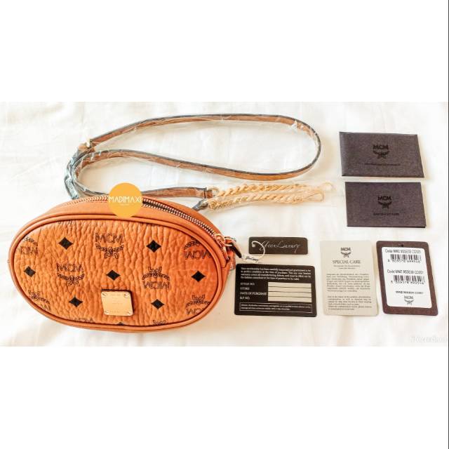 MCM ESSENTIAL BELT BAG  COGNAC with EXTRA CROSSBODY STRAP