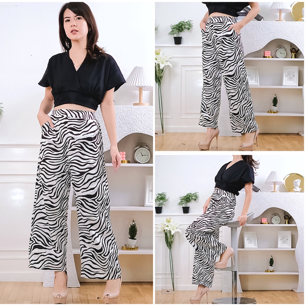 BEFAST - ZEC OOTD Wanita Celana Kulot AIMYA / Kulot Zebra / Kulot Animal / Celana Panjang Motif / Kulot Kekiniaan Remaja / Keluaran terbaru 2022 / Celana Kulot Trendy / Terlaris