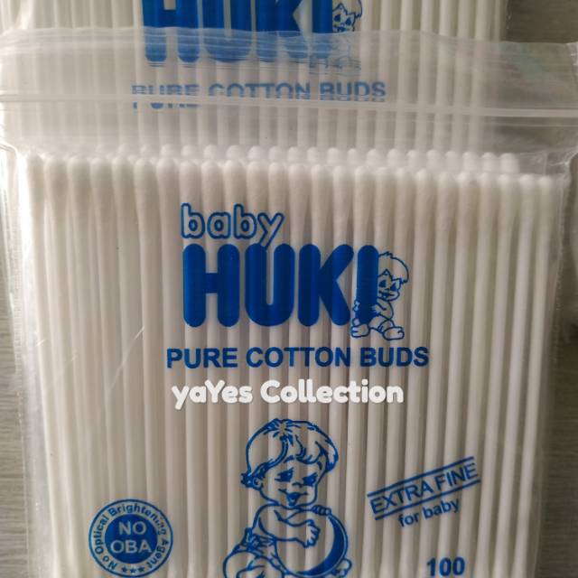 Huki baby cotton bud 100 extra fine For Baby Adult stick coton buds korek kuping pembersih telinga bayi kapas pure