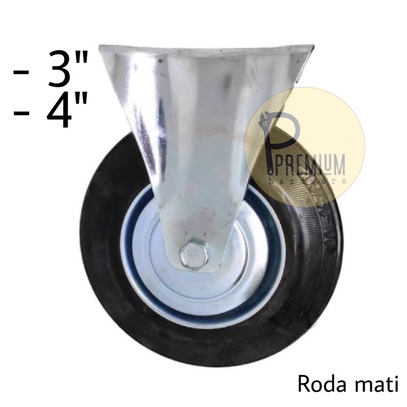 RODA KARET 3" DAN 4" MATI RODA TROLLEY RIDGIT RODA ETALASE FIXED 75MM / 100MM