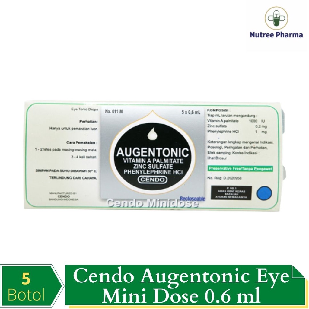 Cendo Augentonic Mini Dose 0.6 ml Isi 5 botol  Obat tetes mata untuk iritasi, alergi, mata merah