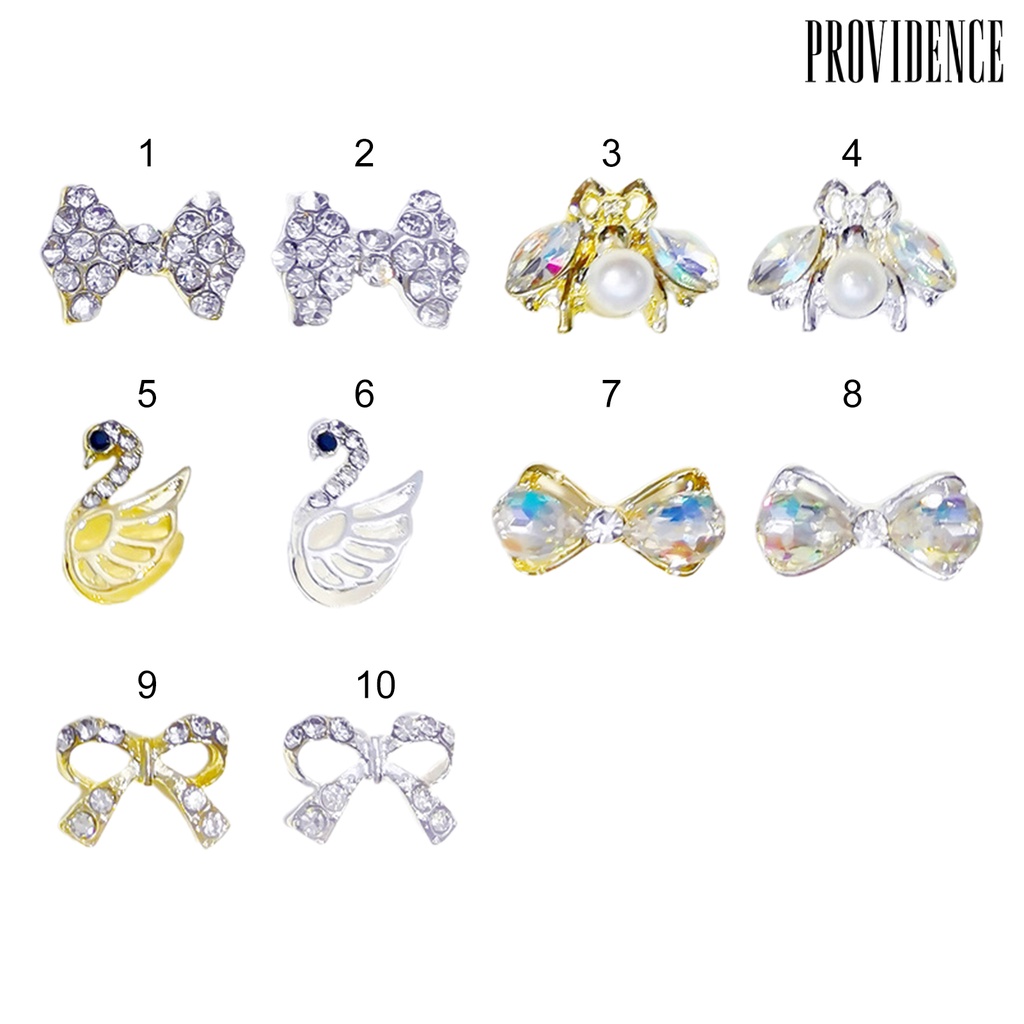 Providence 10pcs / Pak Pita Alloy Aksen Berlian Imitasi Untuk Aksesoris Nail Art / Manicure