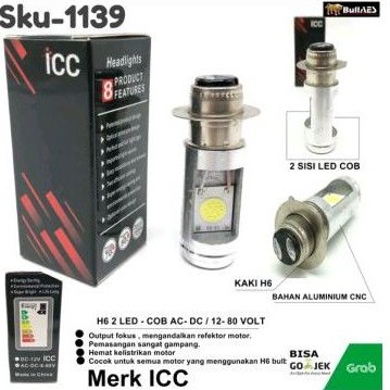 lampu LED 2 sisi warna putih / bohlam motor/ bohlam depan / lampu depan led
