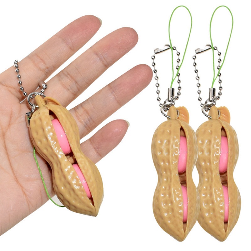 Mary 3 ''Fidget Peanut for Key Chain for Pop Squeeze Toy Anxiety Release Gadget Untuk w/Kacang Lucu Hadiah Anak Lovely Hand