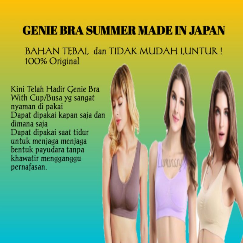 BRA Genie Summer Original Japan BH Tanpa Kawat Kutang Wanita Tanpa Tali Kutang