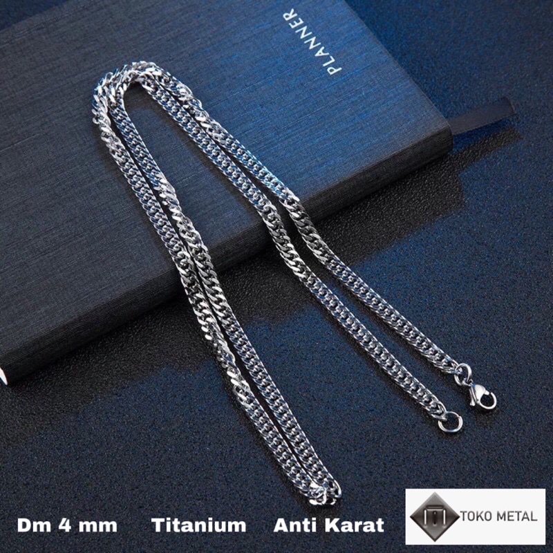 Kalung 100%Titanium Rantai Pria Anti Karat 45 Cm 50 Cm 60 Cm [ Toko Metal ]