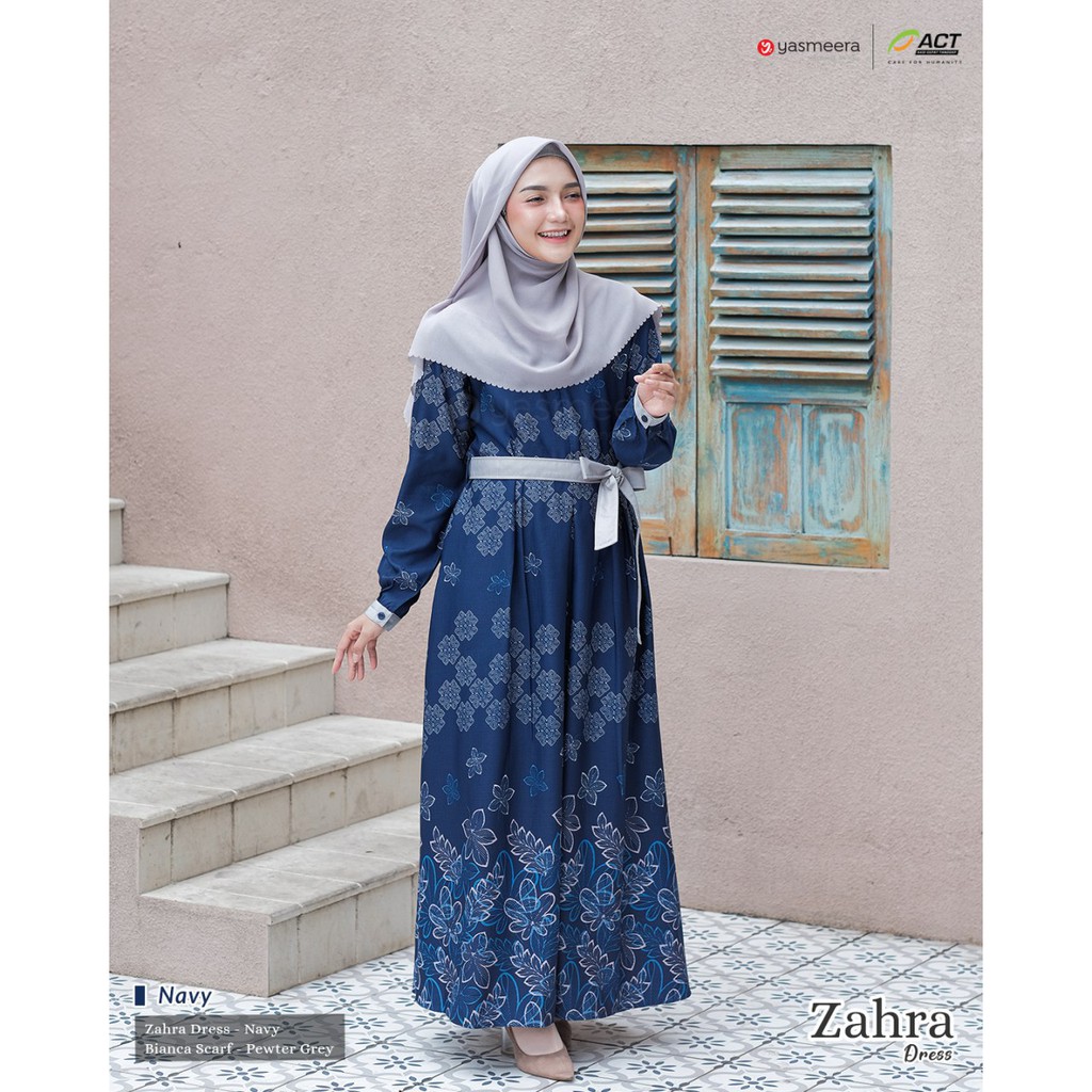 Gamis Motif Printing Murah Balodior Zahra Dress Ori by Yasmeera
