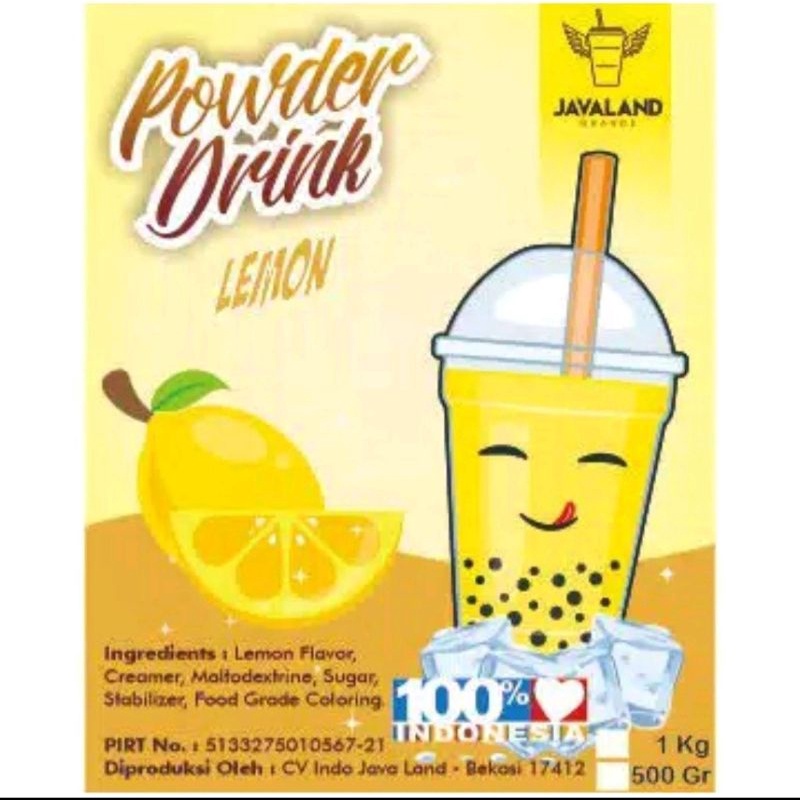 

Bubuk Minuman Bubble Power Drink Javaland Rasa Lemon 1kg/Minuman Rasa/Minuman Bubuk