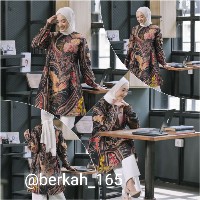 TUNIK PRABUSENO ATASAN BATIK WANITA MODERN LENGAN PANJANG BAJU KERJA KULIAH HANGOUT