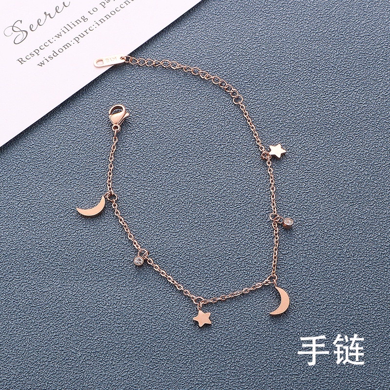 M4 gelang bulan bintang permata asli titanium316L