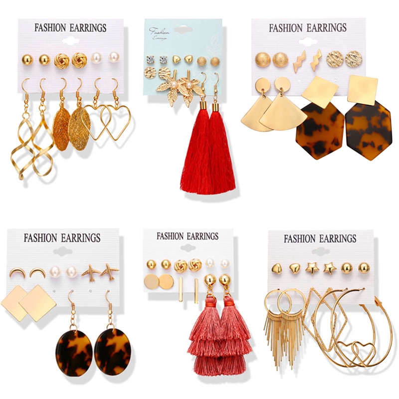 Set Anting Metal Bentuk Hati untuk Hadiah