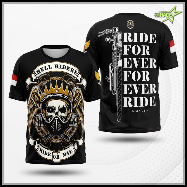 T Shirt Kaos Fullprint Custom Motor Bikers Club Komunitas Free Desain Shopee Indonesia