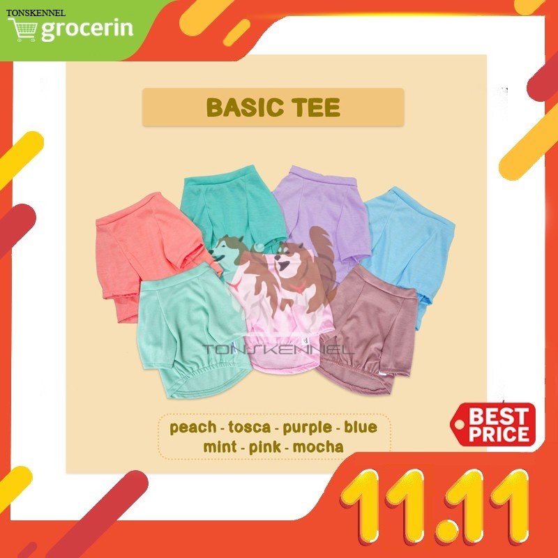 Baju Anjing Kucing Monyet Kaos Kostum Shirt Hewan Pet Lucu &quot; Basic Tee &quot; Murah Premium