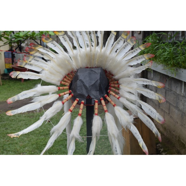 TOPI INDIAN - INDIAN HEADDRESS SMALL ANGSA BILABONG ORANGE KUNING PUTIH TUTUL