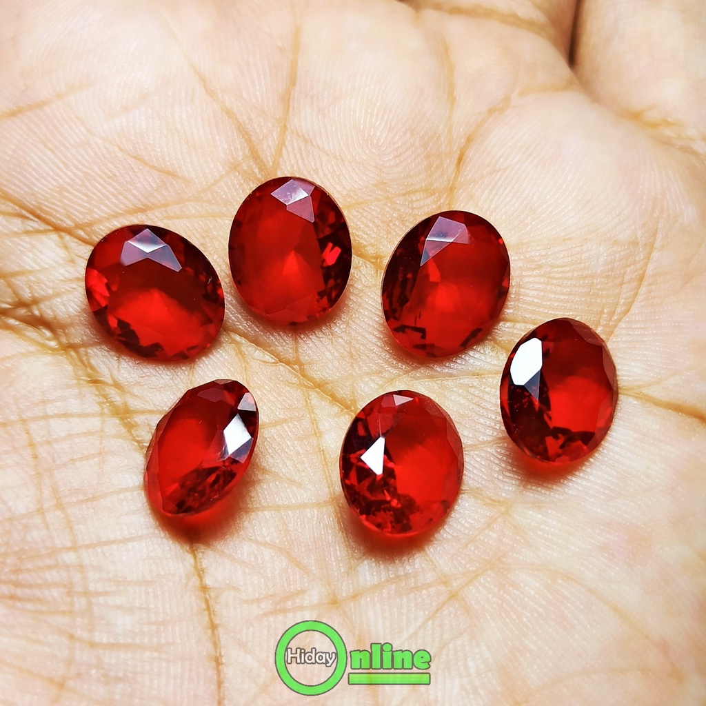 BATU PERMATA MERAH SIAM / MERAH DELIMA OVAL CUTTING
