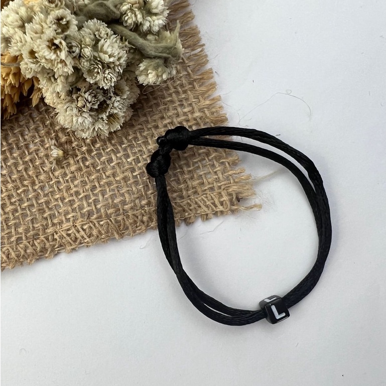 [GROSIR TERMURAH!] GELANG INISIAL HURUF DADU TALI SATIN / KOREA DAN GELANG POLOS-GELANG L