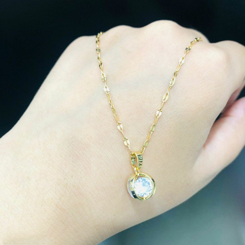 GG Kalung liontin sangkar bulat Diamond rantai ulir Titanium