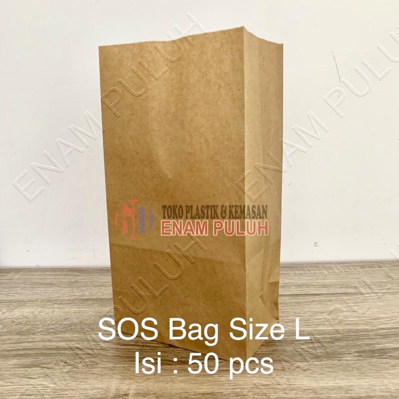 

Paperbag Kantong Kertas SOS Brown Kraft Coklat Polos isi 50 pcs Size L Souvenir