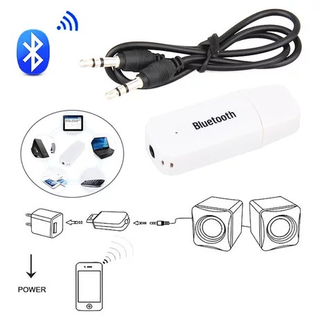 2 PCS Bluetooth Penerima Musik Tanpa Kabel Aux / USB Bluetooth Music Receiver Wireless Music 3.5mm Audio Port