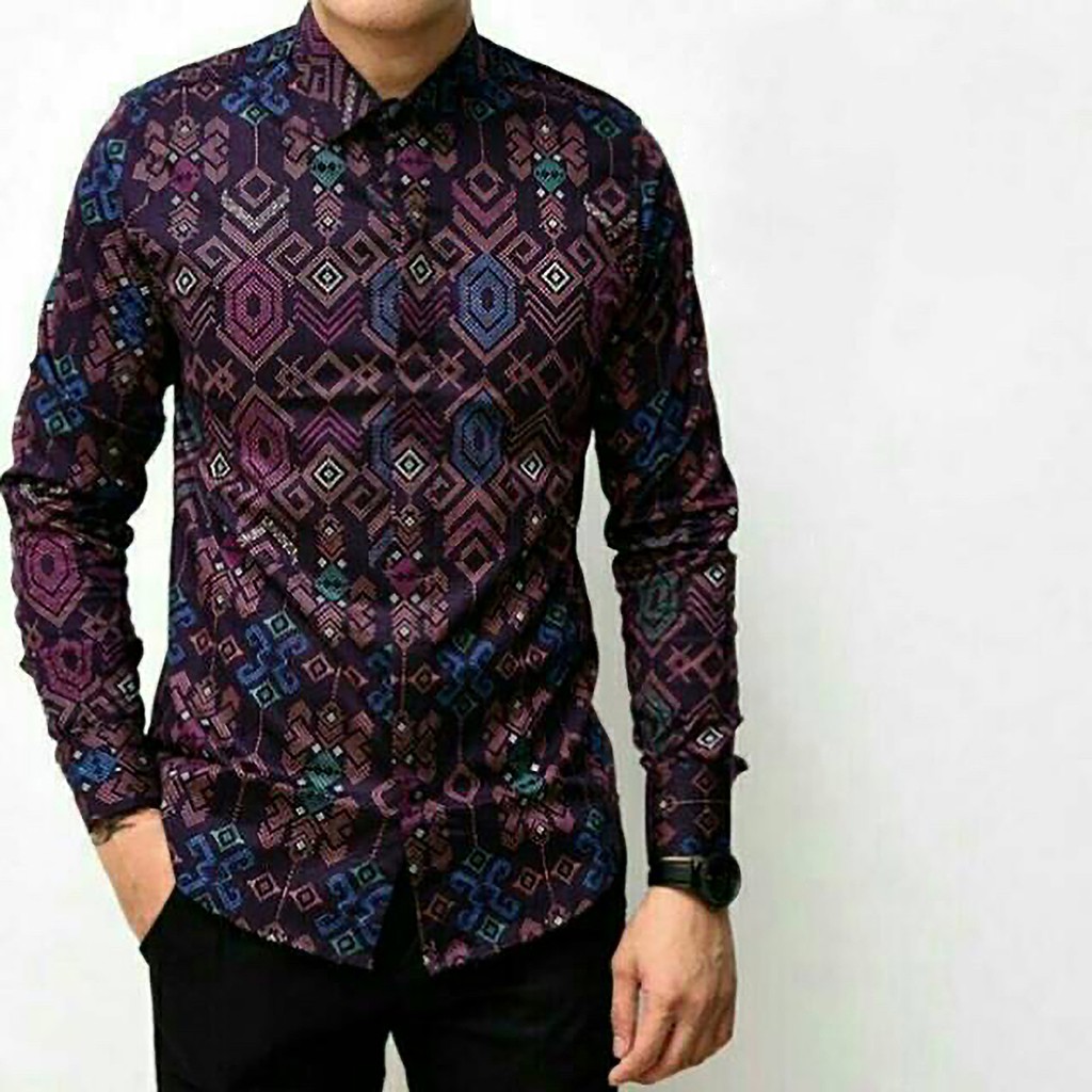 DGM Fashion   New Arrival Distro Batik Pria Bordir Sogan Batikaf Notoarto Batik Ipnu-Ippnu Hem Pria-UNGU 4814