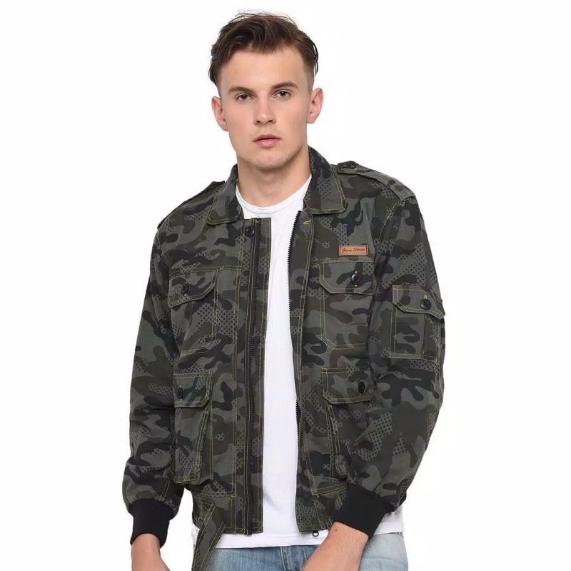 Jaket Loreng Pria Camo Tentara Army Terbaru Milenial Premium Original